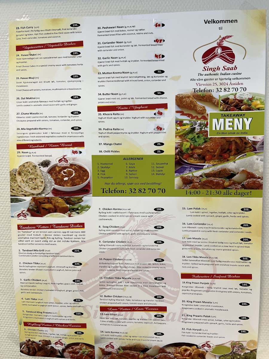 Menu Singh Saab - The Authentic Indisk Restaurant-1