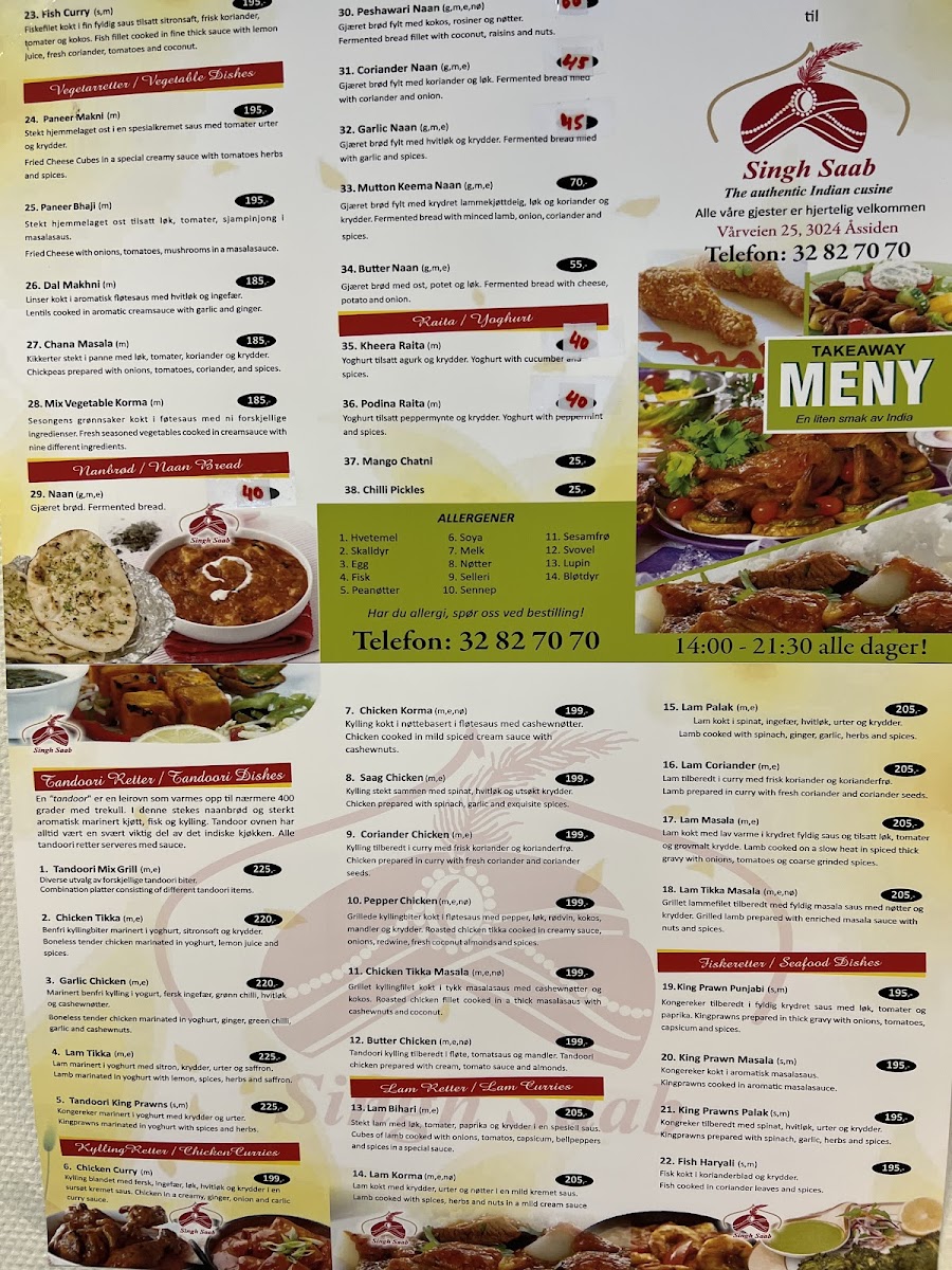 Menu Singh Saab - The Authentic Indisk Restaurant-2